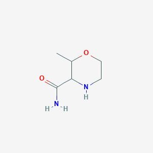 molecular formula C6H12N2O2 B13241304 2-Methylmorpholine-3-carboxamide 