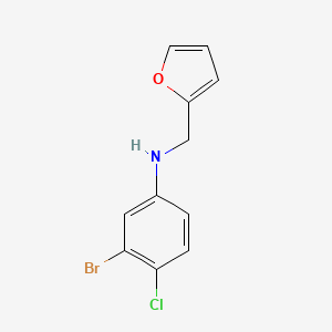molecular formula C11H9BrClNO B13241317 3-Bromo-4-chloro-N-(furan-2-ylmethyl)aniline 