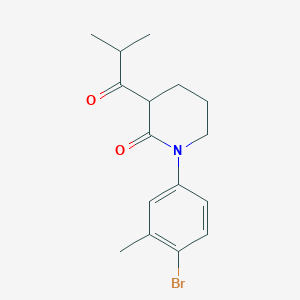 molecular formula C16H20BrNO2 B13241352 1-(4-Bromo-3-methylphenyl)-3-(2-methylpropanoyl)piperidin-2-one CAS No. 2059932-97-5