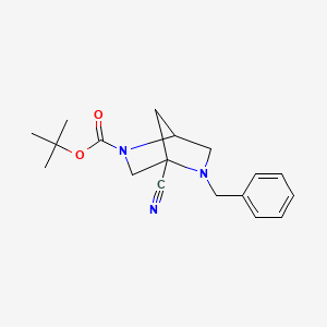 molecular formula C18H23N3O2 B13241356 tert-Butyl 5-benzyl-4-cyano-2,5-diazabicyclo[2.2.1]heptane-2-carboxylate 