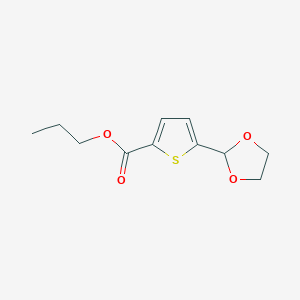 molecular formula C11H14O4S B1324138 Propyl 5-(1,3-dioxolan-2-YL)-2-thiophenecarboxylate CAS No. 898772-11-7