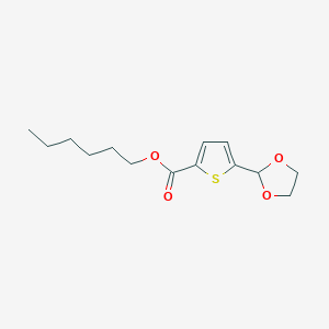 molecular formula C14H20O4S B1324140 Hexyl 5-(1,3-dioxolan-2-YL)-2-thiophenecarboxylate CAS No. 898772-20-8