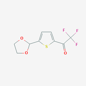 molecular formula C9H7F3O3S B1324141 2-Trifluoroacetyl-5-(1,3-dioxolan-2-yl)thiophene CAS No. 898772-29-7