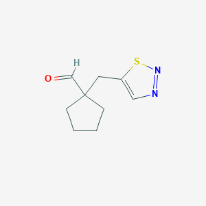 molecular formula C9H12N2OS B13241413 1-(1,2,3-Thiadiazol-5-ylmethyl)cyclopentane-1-carbaldehyde 