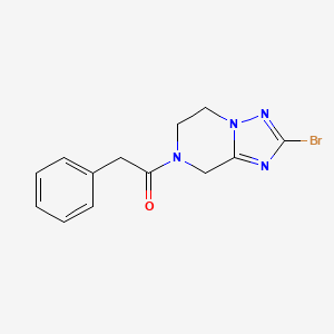 molecular formula C13H13BrN4O B13241424 1-{2-bromo-5H,6H,7H,8H-[1,2,4]triazolo[1,5-a]pyrazin-7-yl}-2-phenylethan-1-one 