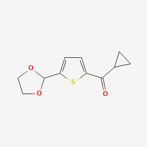 molecular formula C11H12O3S B1324144 Cyclopropyl 5-(1,3-dioxolan-2-YL)-2-thienyl ketone CAS No. 898772-50-4