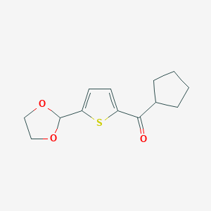 Cyclopentyl 5-(1,3-dioxolan-2-YL)-2-thienyl ketone
