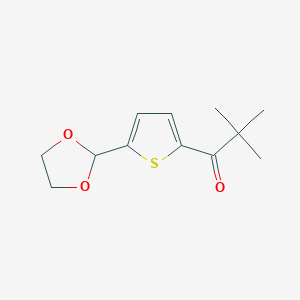 molecular formula C12H16O3S B1324146 Tert-butyl 5-(1,3-dioxolan-2-YL)-2-thienyl ketone CAS No. 898772-82-2