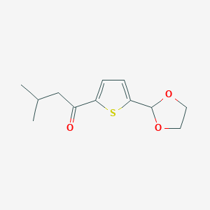 molecular formula C12H16O3S B1324147 5-(1,3-Dioxolan-2-YL)-2-thienyl 2-methylpropyl ketone CAS No. 898772-84-4
