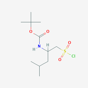 molecular formula C11H22ClNO4S B13241522 Tert-butyl N-[1-(chlorosulfonyl)-4-methylpentan-2-YL]carbamate 