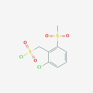 molecular formula C8H8Cl2O4S2 B13241527 (2-Chloro-6-methanesulfonylphenyl)methanesulfonyl chloride 