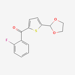molecular formula C14H11FO3S B1324154 5-(1,3-Dioxolan-2-YL)-2-(2-fluorobenzoyl)thiophene CAS No. 898773-35-8