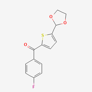 molecular formula C14H11FO3S B1324156 5-(1,3-Dioxolan-2-YL)-2-(4-fluorobenzoyl)thiophene CAS No. 898773-41-6