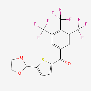 molecular formula C17H9F9O3S B1324158 5-(1,3-Dioxolan-2-yl)-2-(3,4,5-trifluoromethyl-benzoyl)thiophene CAS No. 898779-34-5
