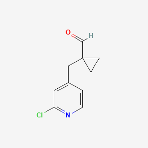 molecular formula C10H10ClNO B13241611 1-[(2-Chloropyridin-4-yl)methyl]cyclopropane-1-carbaldehyde 
