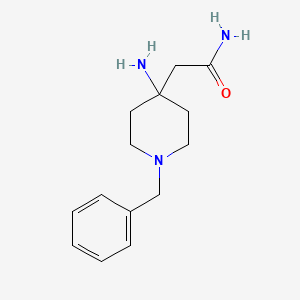 molecular formula C14H21N3O B13241670 2-(4-Amino-1-benzylpiperidin-4-yl)acetamide 