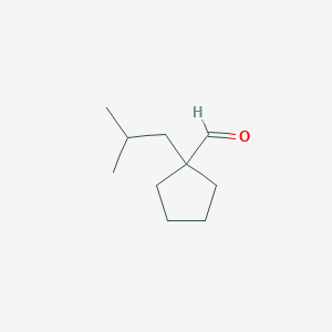 molecular formula C10H18O B13241803 1-(2-Methylpropyl)cyclopentane-1-carbaldehyde 
