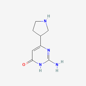 molecular formula C8H12N4O B13241830 2-Amino-6-(pyrrolidin-3-yl)pyrimidin-4-ol 