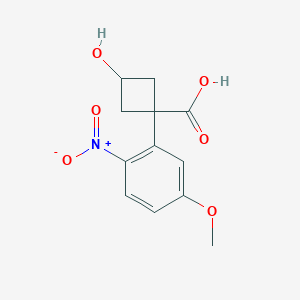molecular formula C12H13NO6 B13241855 (1S,3s)-3-hydroxy-1-(5-methoxy-2-nitrophenyl)cyclobutane-1-carboxylic acid 