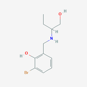 molecular formula C11H16BrNO2 B13242046 2-Bromo-6-{[(1-hydroxybutan-2-yl)amino]methyl}phenol 