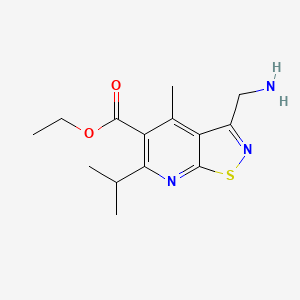 molecular formula C14H19N3O2S B13242222 Ethyl 3-(aminomethyl)-4-methyl-6-(propan-2-yl)-[1,2]thiazolo[5,4-b]pyridine-5-carboxylate 