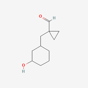 molecular formula C11H18O2 B13242293 1-[(3-Hydroxycyclohexyl)methyl]cyclopropane-1-carbaldehyde 