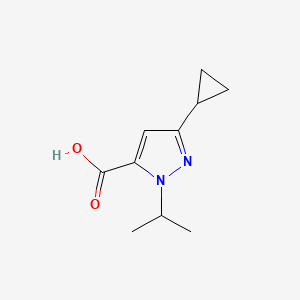 molecular formula C10H14N2O2 B13242324 3-Cyclopropyl-1-(propan-2-YL)-1H-pyrazole-5-carboxylicacid 