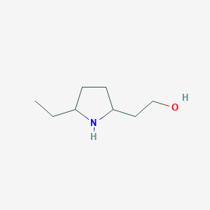 molecular formula C8H17NO B13242364 2-(5-Ethylpyrrolidin-2-YL)ethan-1-OL 