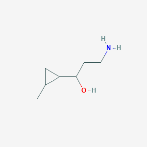 molecular formula C7H15NO B13242383 3-Amino-1-(2-methylcyclopropyl)propan-1-ol 