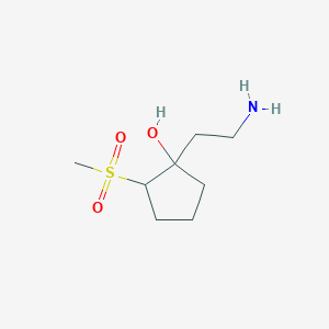 molecular formula C8H17NO3S B13242460 1-(2-Aminoethyl)-2-methanesulfonylcyclopentan-1-ol 