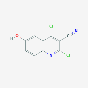 molecular formula C10H4Cl2N2O B13242737 2,4-Dichloro-6-hydroxyquinoline-3-carbonitrile 