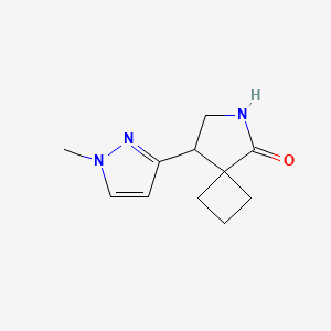 molecular formula C11H15N3O B13242768 8-(1-Methyl-1H-pyrazol-3-yl)-6-azaspiro[3.4]octan-5-one 