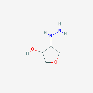 molecular formula C4H10N2O2 B13242920 4-Hydrazinyloxolan-3-ol 