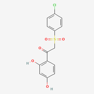 molecular formula C14H11ClO5S B13243046 2-(4-Chlorobenzenesulfonyl)-1-(2,4-dihydroxyphenyl)ethan-1-one 