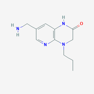 molecular formula C11H16N4O B13243048 7-(Aminomethyl)-4-propyl-1H,2H,3H,4H-pyrido[2,3-b]pyrazin-2-one 