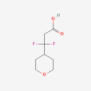 molecular formula C8H12F2O3 B13243084 3,3-Difluoro-3-(oxan-4-yl)propanoic acid 