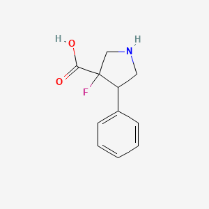 molecular formula C11H12FNO2 B13243209 3-Fluoro-4-phenylpyrrolidine-3-carboxylic acid 