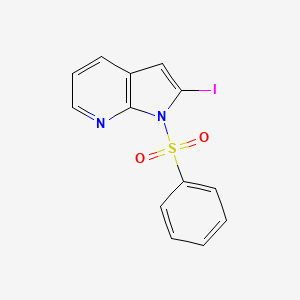 molecular formula C13H9IN2O2S B1324322 2-碘-1-(苯磺酰基)-1H-吡咯并[2,3-b]吡啶 CAS No. 282734-63-8