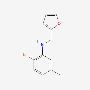 molecular formula C12H12BrNO B13243225 2-Bromo-N-(furan-2-ylmethyl)-5-methylaniline 