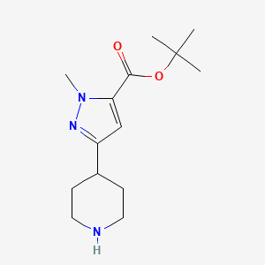 molecular formula C14H23N3O2 B13243268 tert-Butyl 1-methyl-3-(piperidin-4-yl)-1H-pyrazole-5-carboxylate CAS No. 2060008-40-2