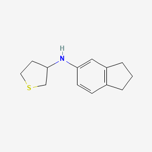 molecular formula C13H17NS B13243281 N-(2,3-dihydro-1H-inden-5-yl)thiolan-3-amine 