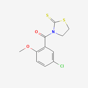molecular formula C11H10ClNO2S2 B13243359 3-(5-Chloro-2-methoxybenzoyl)-1,3-thiazolidine-2-thione 