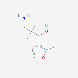 molecular formula C10H17NO2 B13243372 3-Amino-2,2-dimethyl-1-(2-methylfuran-3-yl)propan-1-ol 