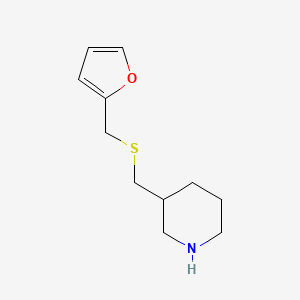 molecular formula C11H17NOS B13243388 3-(((Furan-2-ylmethyl)thio)methyl)piperidine 