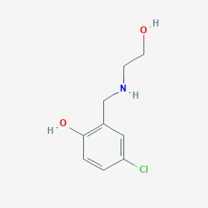 molecular formula C9H12ClNO2 B13243393 4-Chloro-2-{[(2-hydroxyethyl)amino]methyl}phenol 