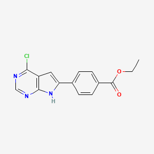 molecular formula C15H12ClN3O2 B1324340 4-(4-Chloro-7H-pyrrolo[2,3-D]pyrimidin-6-YL)benzoic acid ethyl ester CAS No. 187724-93-2