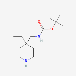 molecular formula C13H26N2O2 B1324341 Tert-butyl N-[(4-ethylpiperidin-4-YL)methyl]carbamate CAS No. 236406-29-4