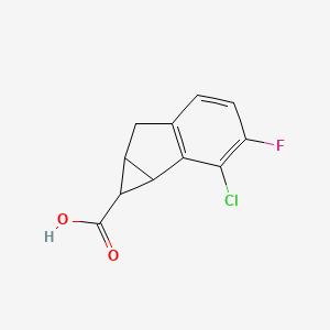 molecular formula C11H8ClFO2 B13243578 2-Chloro-3-fluoro-1H,1aH,6H,6aH-cyclopropa[a]indene-1-carboxylic acid 