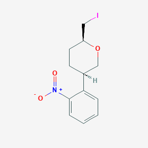 molecular formula C12H14INO3 B13243624 (2S,5R)-2-(Iodomethyl)-5-(2-nitrophenyl)oxane 