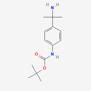 molecular formula C14H22N2O2 B13243636 Tert-butyl N-[4-(2-aminopropan-2-YL)phenyl]carbamate 